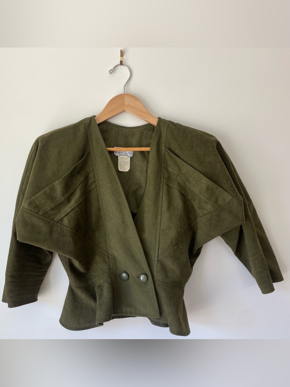 Vintage Olive Green Cropped Shirt Jacket